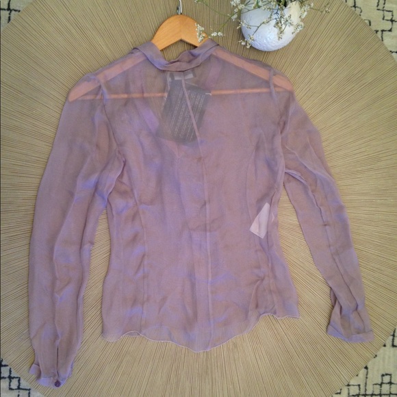 Emporio Armani violet sheer ruffle blouse - Picture 6 of 7